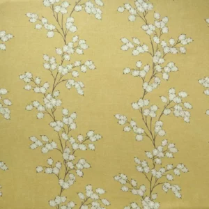 yellow botanical linen fabric from Linwood Fabrics