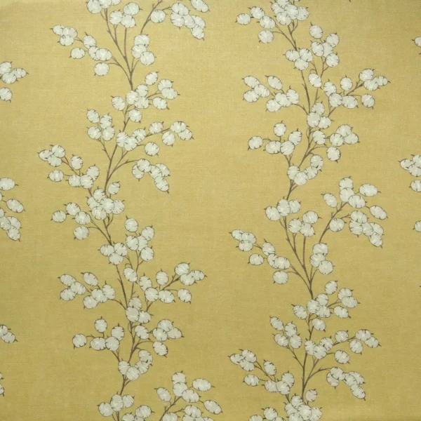 Lottie Fabric - Dijon by yellow botanical linen fabric from Linwood Fabrics