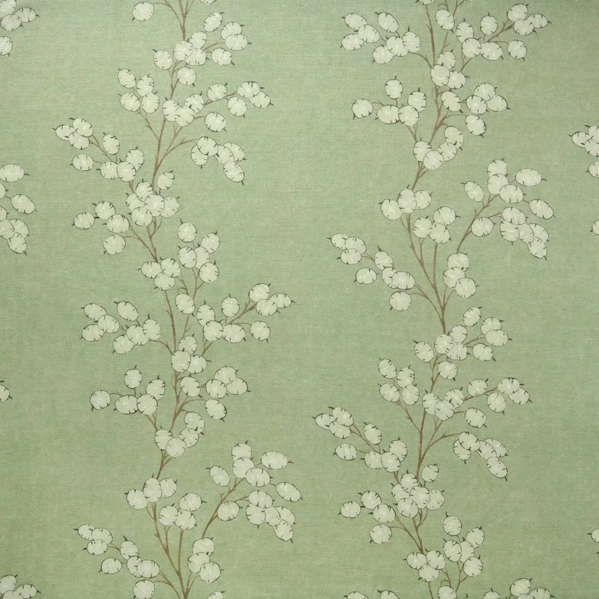Lottie Fabric - Sage by green botanical linen fabric from Linwood Fabrics