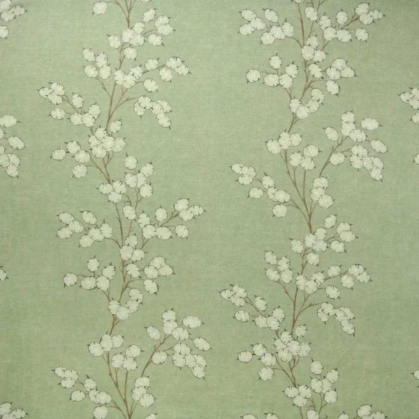 Lottie Fabric - Sage by green botanical linen fabric from Linwood Fabrics
