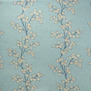 blue botanical linen fabric from Linwood Fabrics