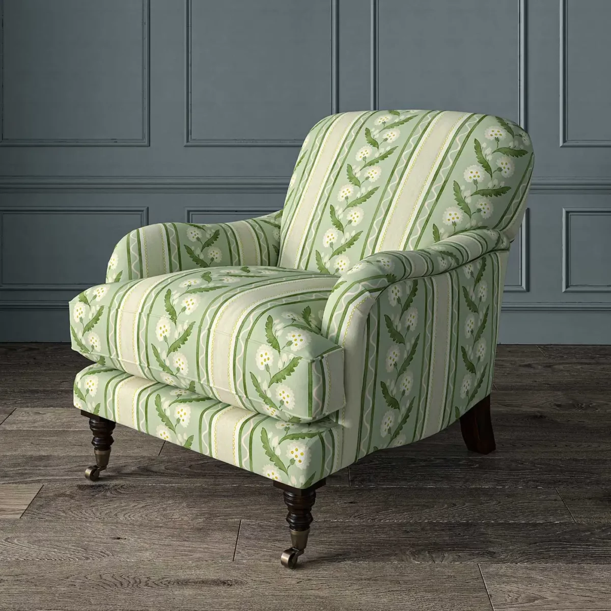 Polly Stripe Fabric - Moss from