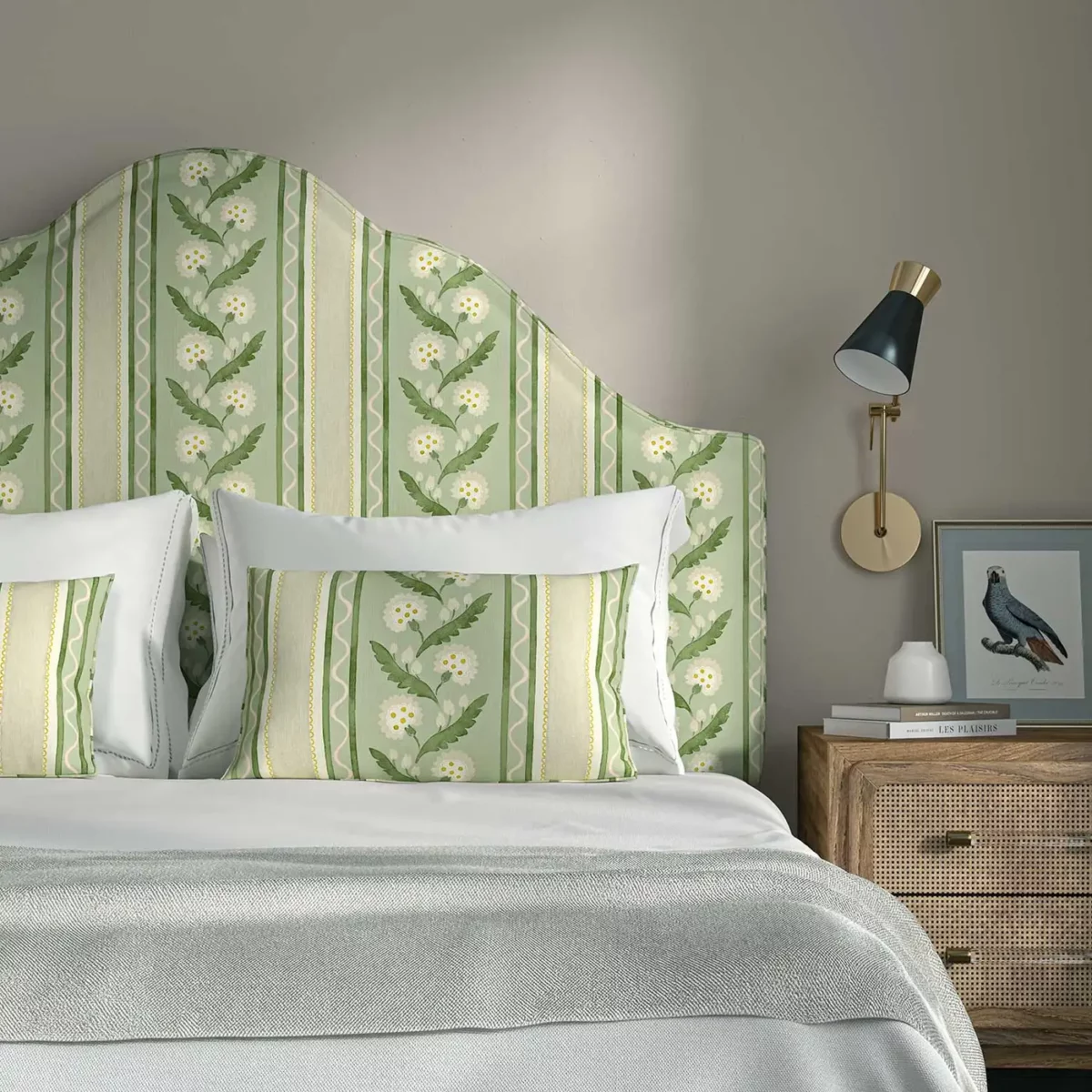 Polly Stripe Fabric - Moss from