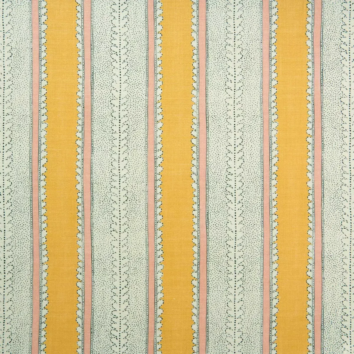 Dimity Fabric - Mango by yellow striped linen fabric from Linwood Fabrics