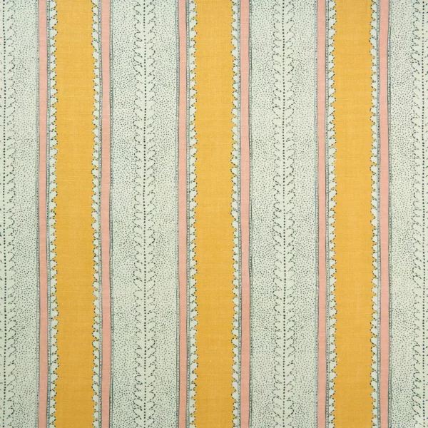 Dimity Fabric - Mango by yellow striped linen fabric from Linwood Fabrics
