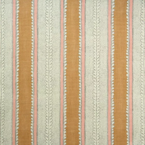 Dimity Fabric - Fudge by orange striped linen fabric from Linwood Fabrics