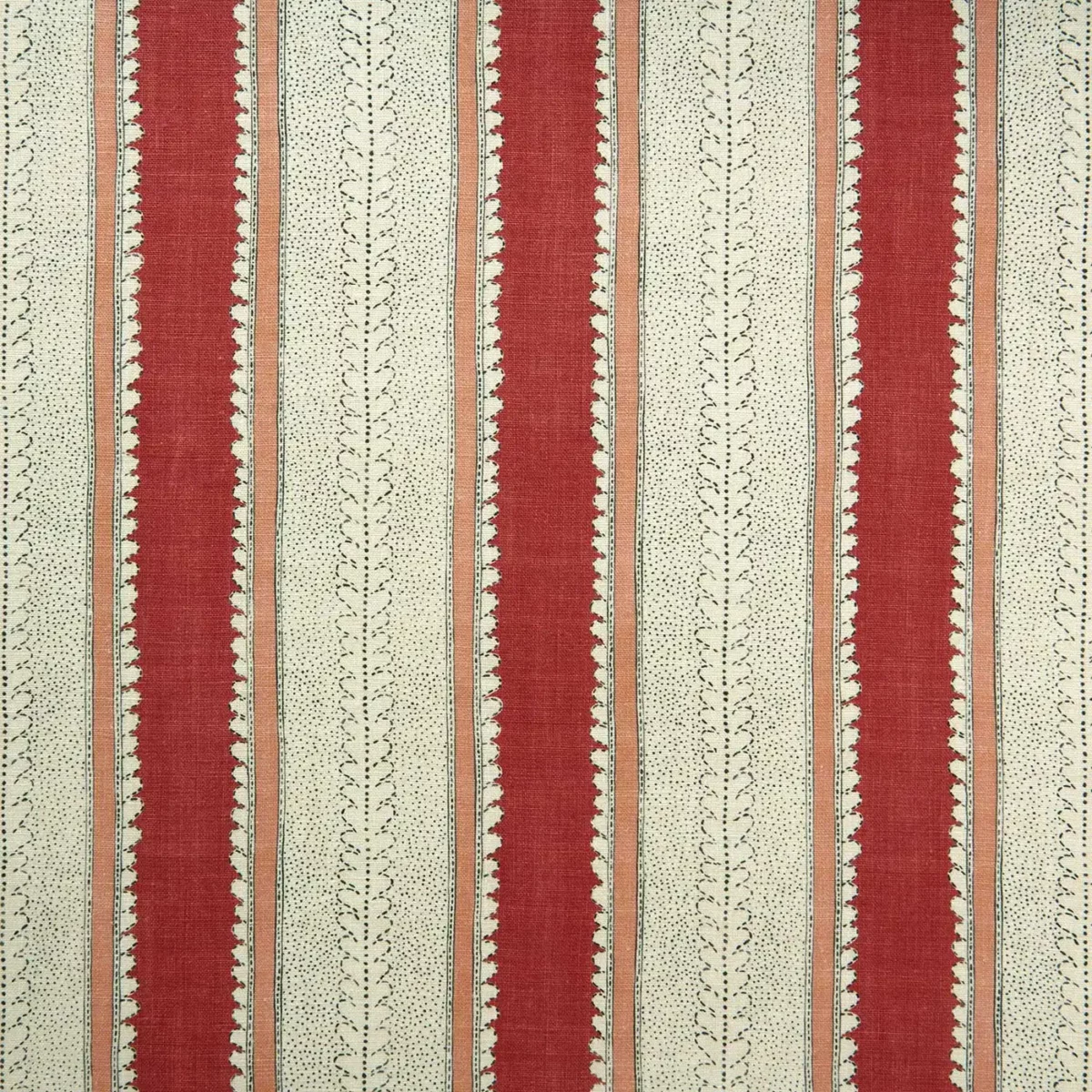 Dimity Fabric - Pomegranate by red striped linen fabric from Linwood Fabrics