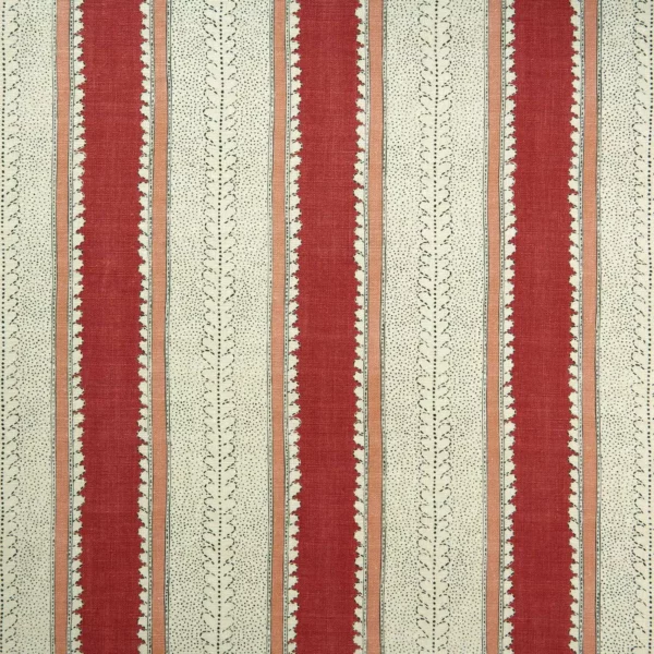 Dimity Fabric - Pomegranate by red striped linen fabric from Linwood Fabrics
