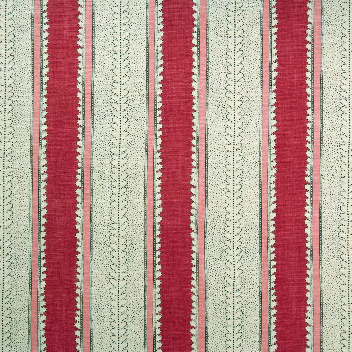 Dimity Fabric - Dragon Fruit by red striped linen fabric from Linwood Fabrics