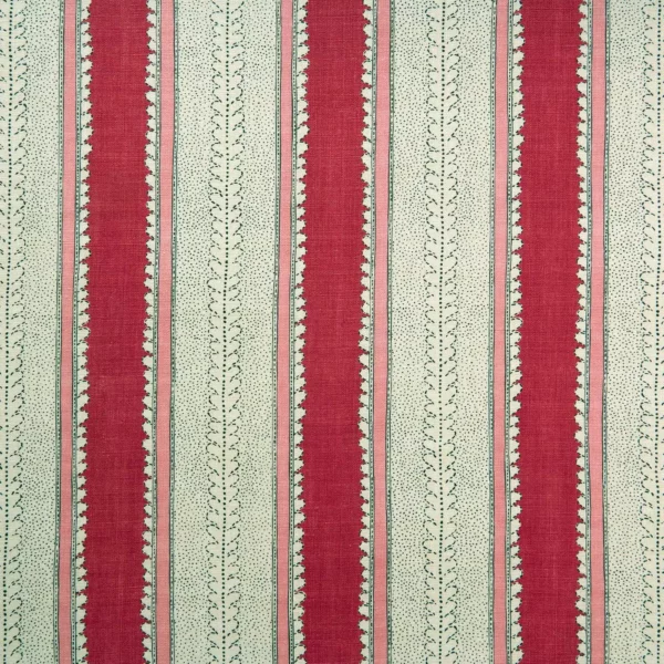 Dimity Fabric - Dragon Fruit by red striped linen fabric from Linwood Fabrics