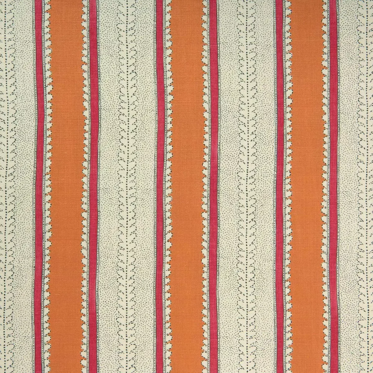 Dimity Fabric - Fruit Salad by orange striped linen fabric from Linwood Fabrics