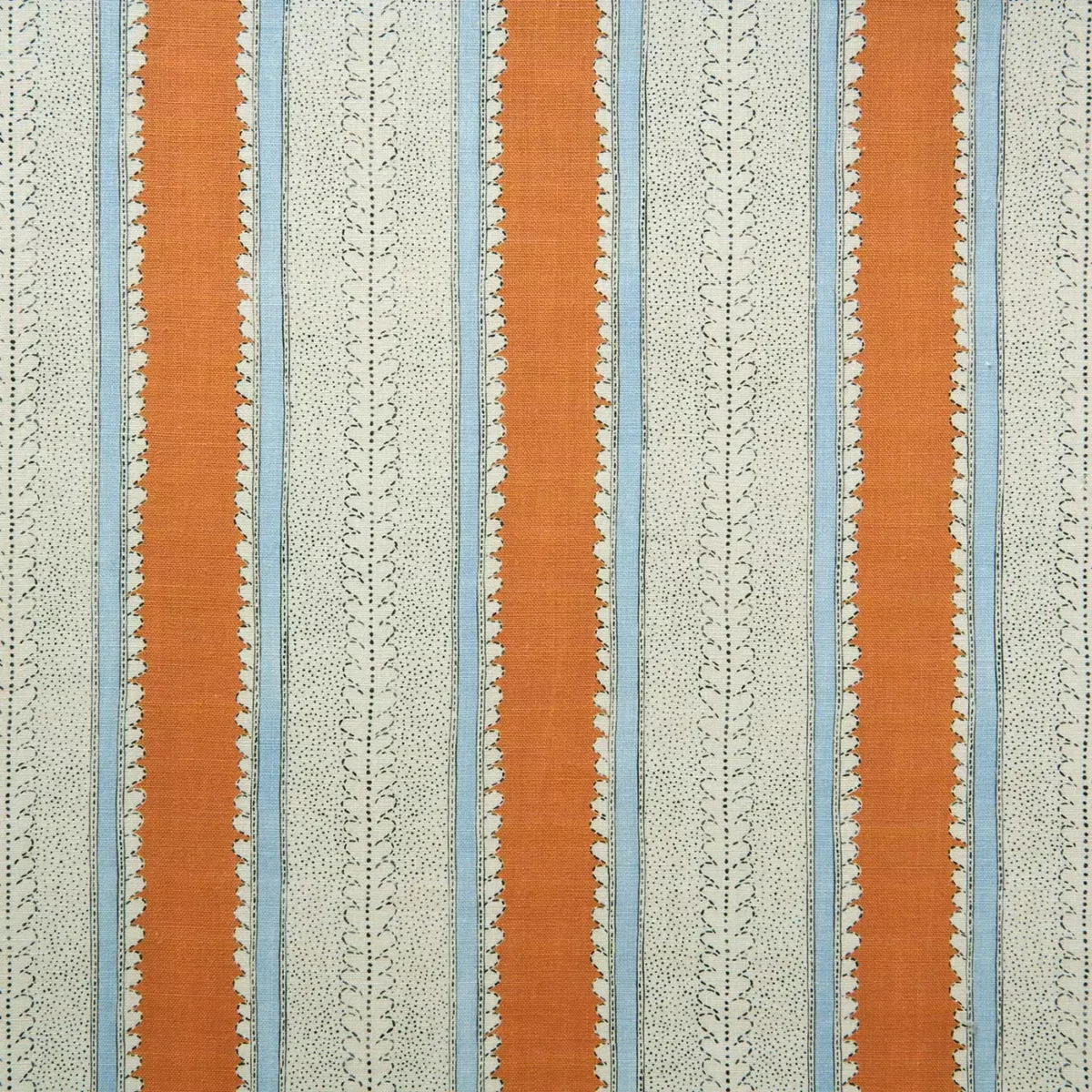 orange striped linen fabric from Linwood Fabrics