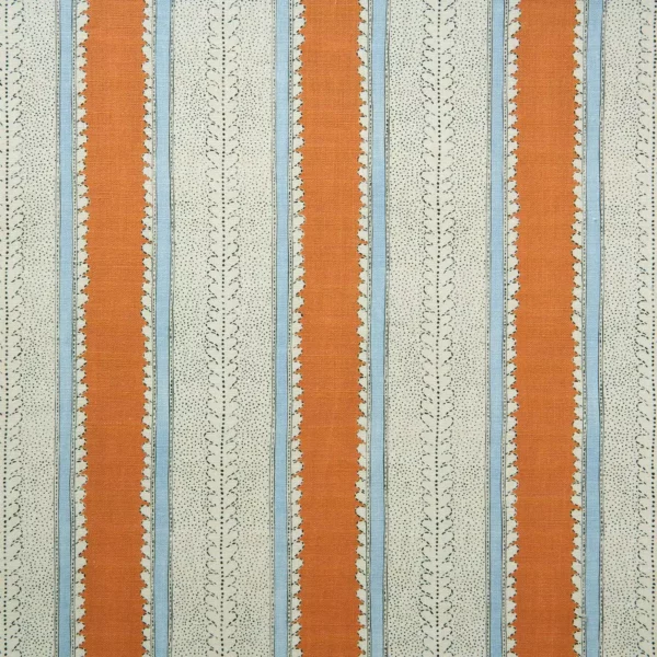 Dimity Fabric - Clementine by orange striped linen fabric from Linwood Fabrics