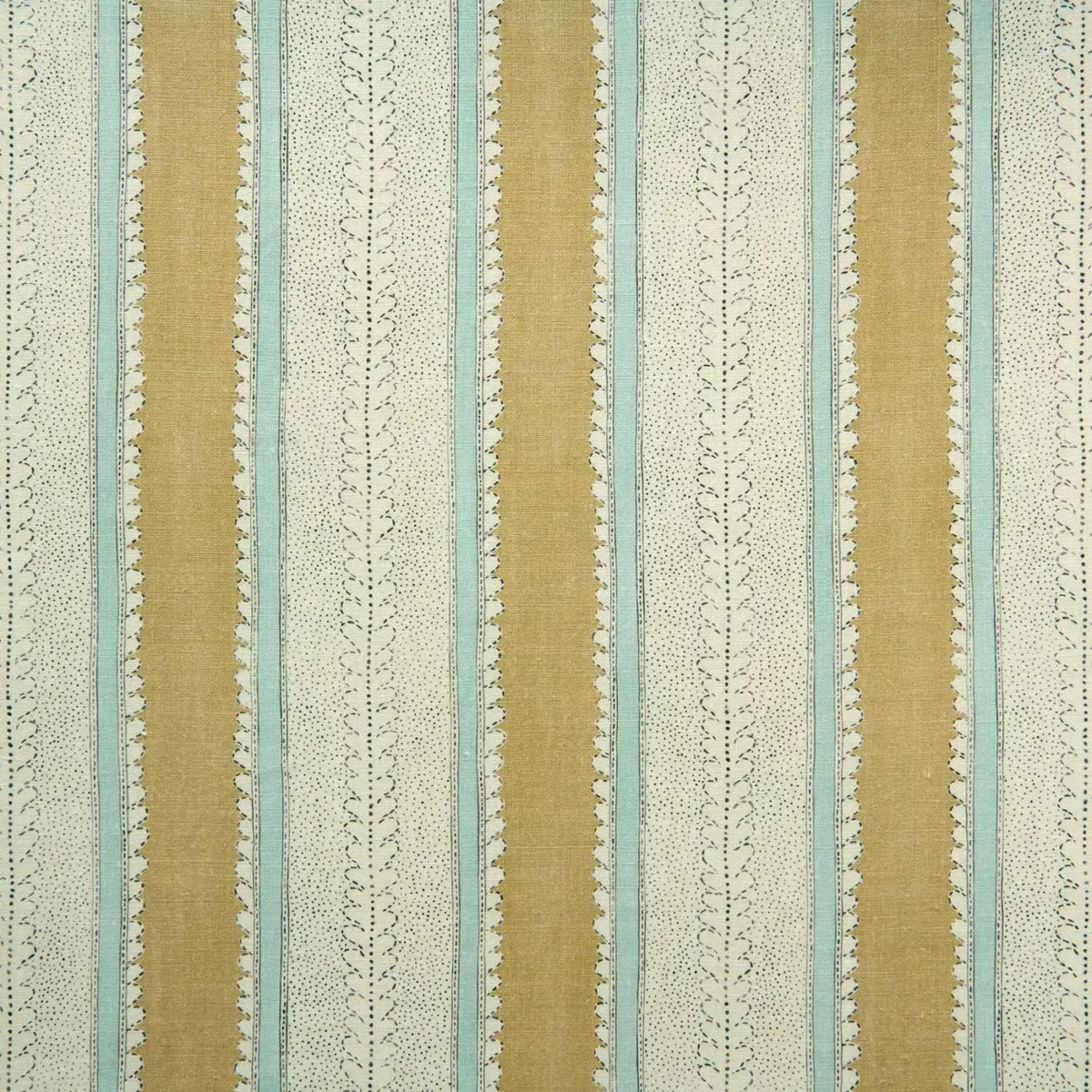 Dimity Fabric - Straw by blue striped linen fabric from Linwood Fabrics