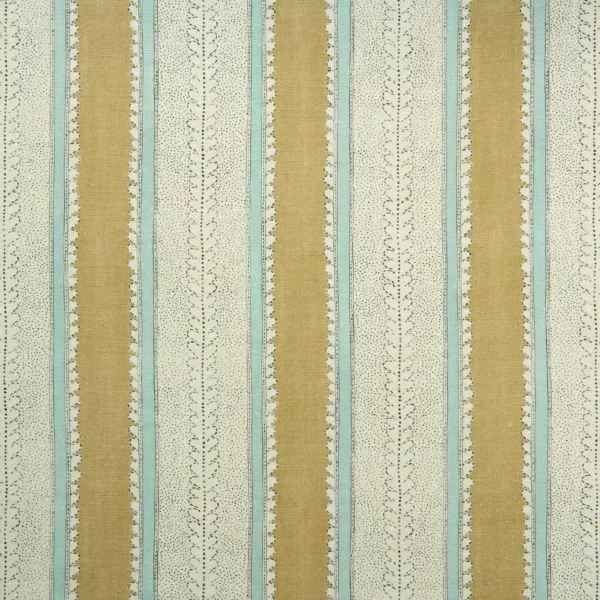 Dimity Fabric - Straw by blue striped linen fabric from Linwood Fabrics