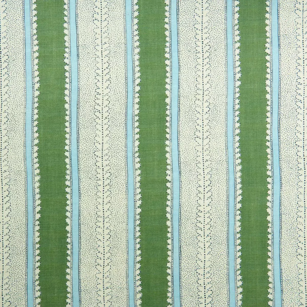 Dimity Fabric - Bowling Green by green striped linen fabric from Linwood Fabrics