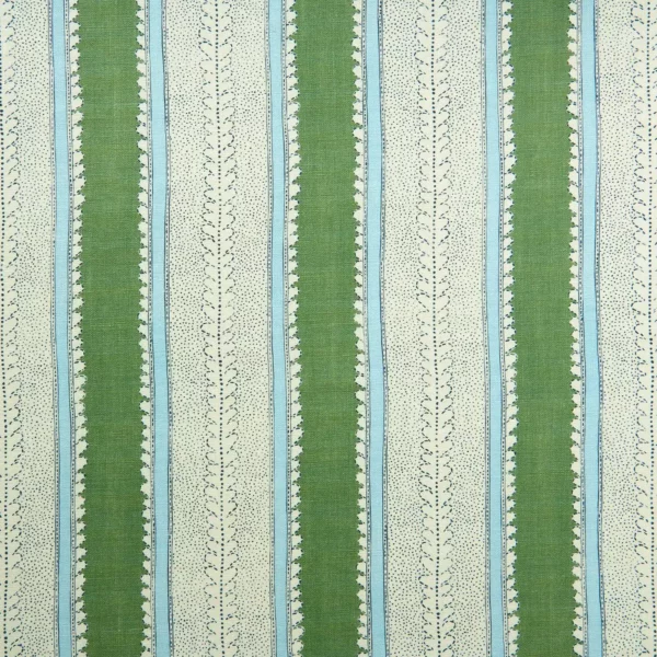 Dimity Fabric - Bowling Green by green striped linen fabric from Linwood Fabrics