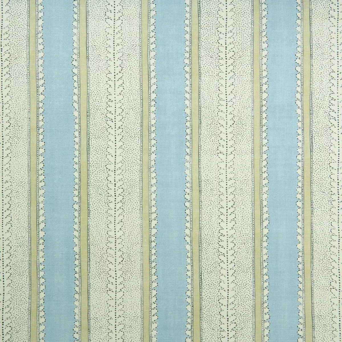 Dimity Fabric - Waterfall by blue striped linen fabric from Linwood Fabrics