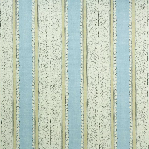 Dimity Fabric - Waterfall by blue striped linen fabric from Linwood Fabrics