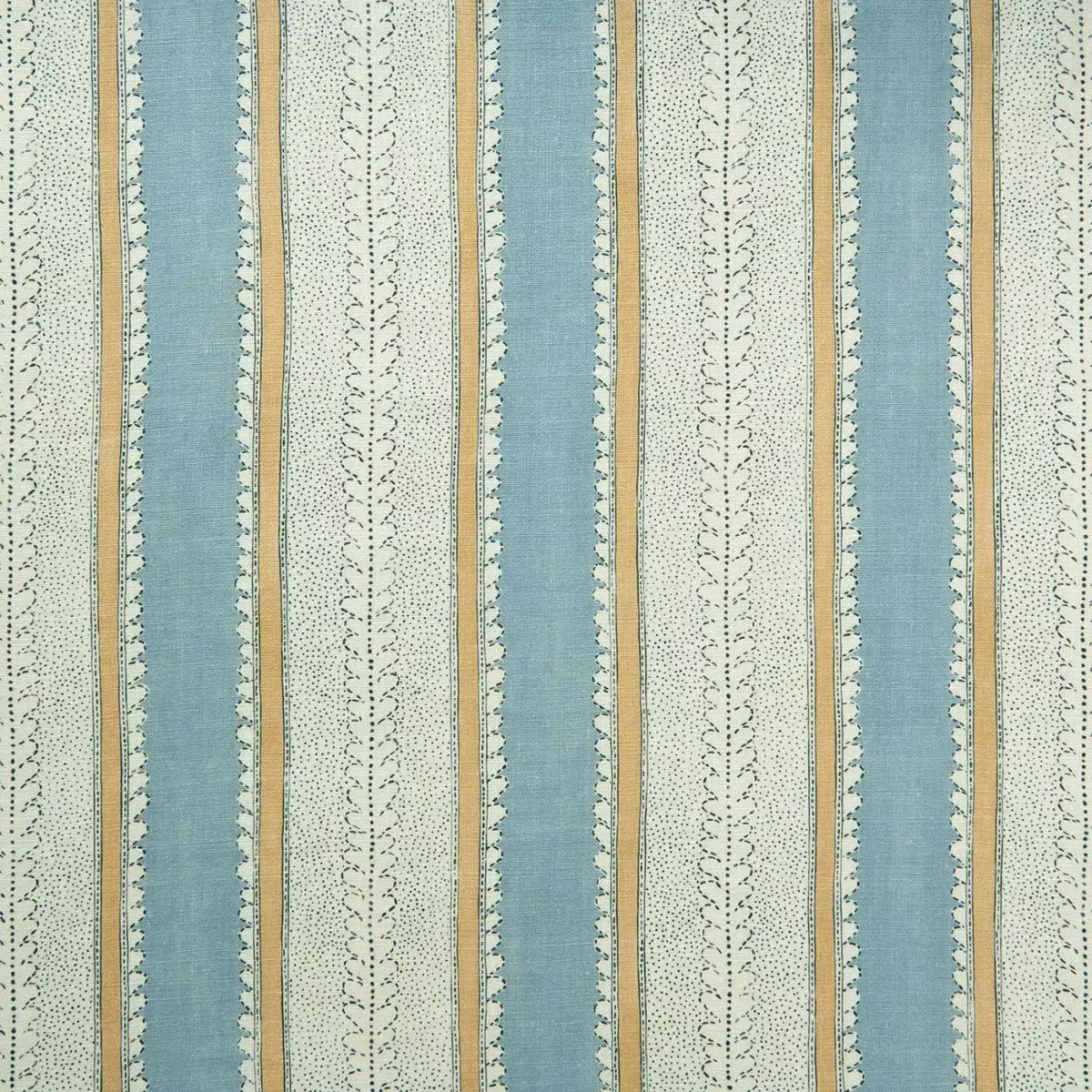 blue striped linen fabric from Linwood Fabrics