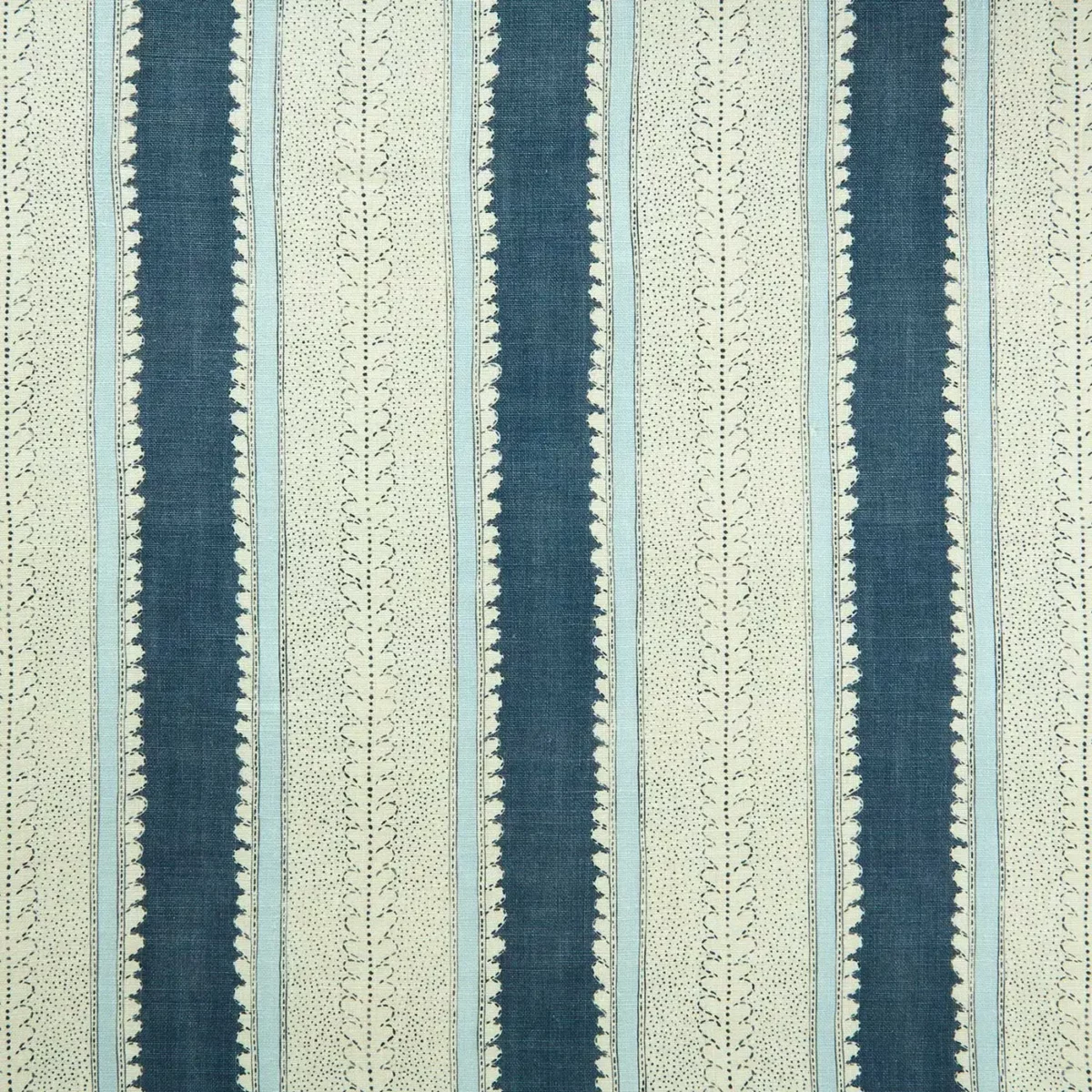 blue striped linen fabric from Linwood Fabrics