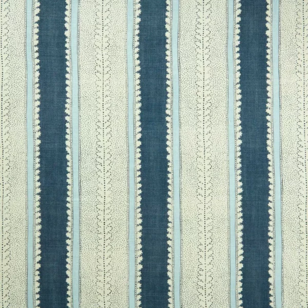 Dimity Fabric - Indigo by blue striped linen fabric from Linwood Fabrics