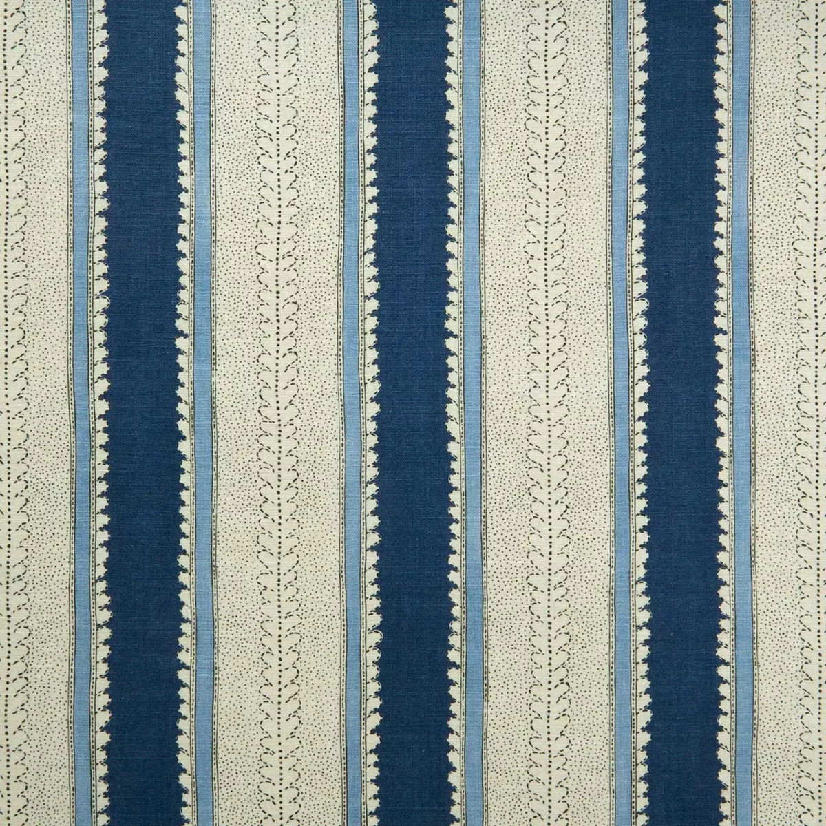 blue striped linen fabric from Linwood Fabrics