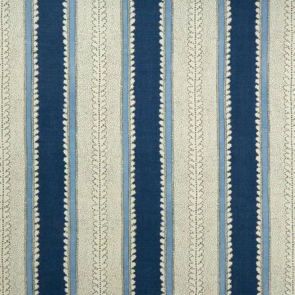 Dimity Fabric - Ultramarine by blue striped linen fabric from Linwood Fabrics