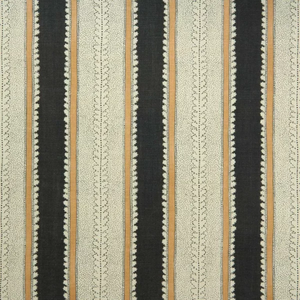 Dimity Fabric - Charcoal by black-grey striped linen fabric from Linwood Fabrics