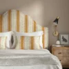 yellow linen stripe headboard