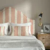 pink linen stripe headboard