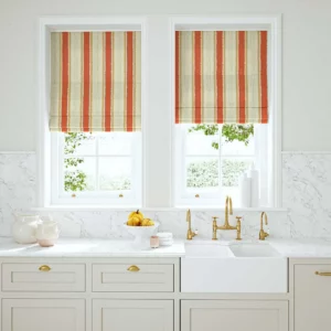 orange linen stripe blinds