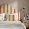 orange linen stripe headboard