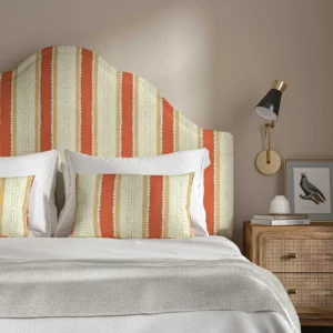 orange linen stripe headboard