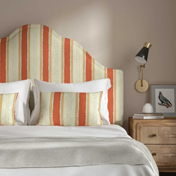 Dimity Fabric - Soft Red by orange linen stripe headboard