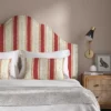 red linen stripe headboard