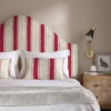 red linen stripe headboard
