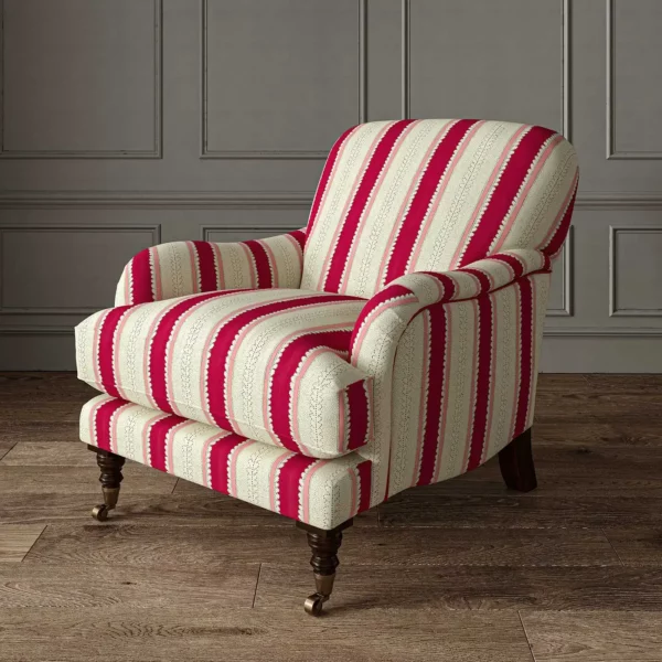 Dimity Fabric - Dragon Fruit by red linen stripe chair
