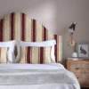 purple linen stripe headboard