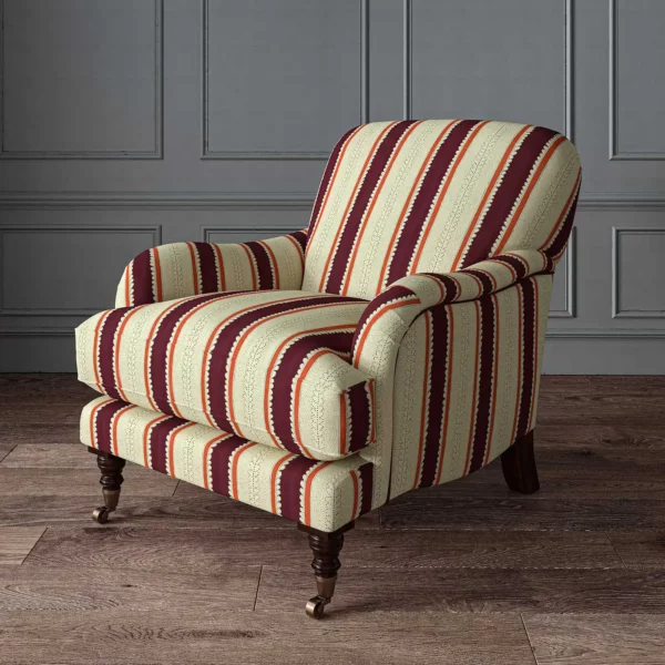 Dimity Fabric - Victoria Plum by purple linen stripe chair