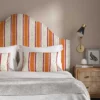 orange linen stripe headboard