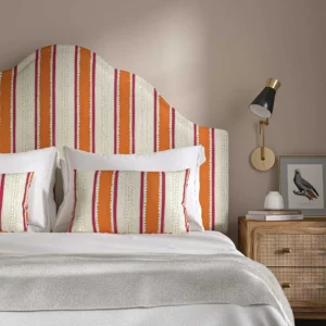 orange linen stripe headboard