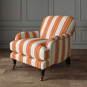 orange linen stripe chair