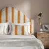orange linen stripe headboard