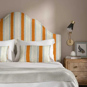 orange linen stripe headboard
