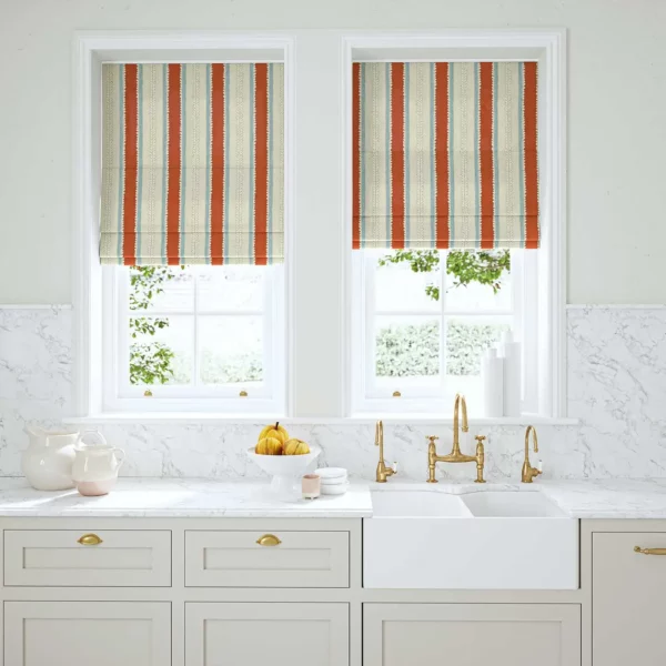 orange linen stripe blinds