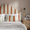 orange linen stripe headboard