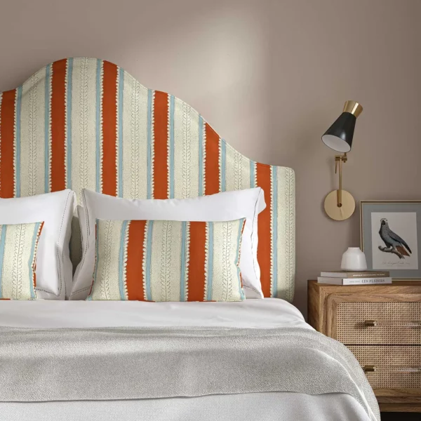 orange linen stripe headboard