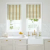 yellow linen stripe blinds
