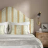 yellow linen stripe headboard